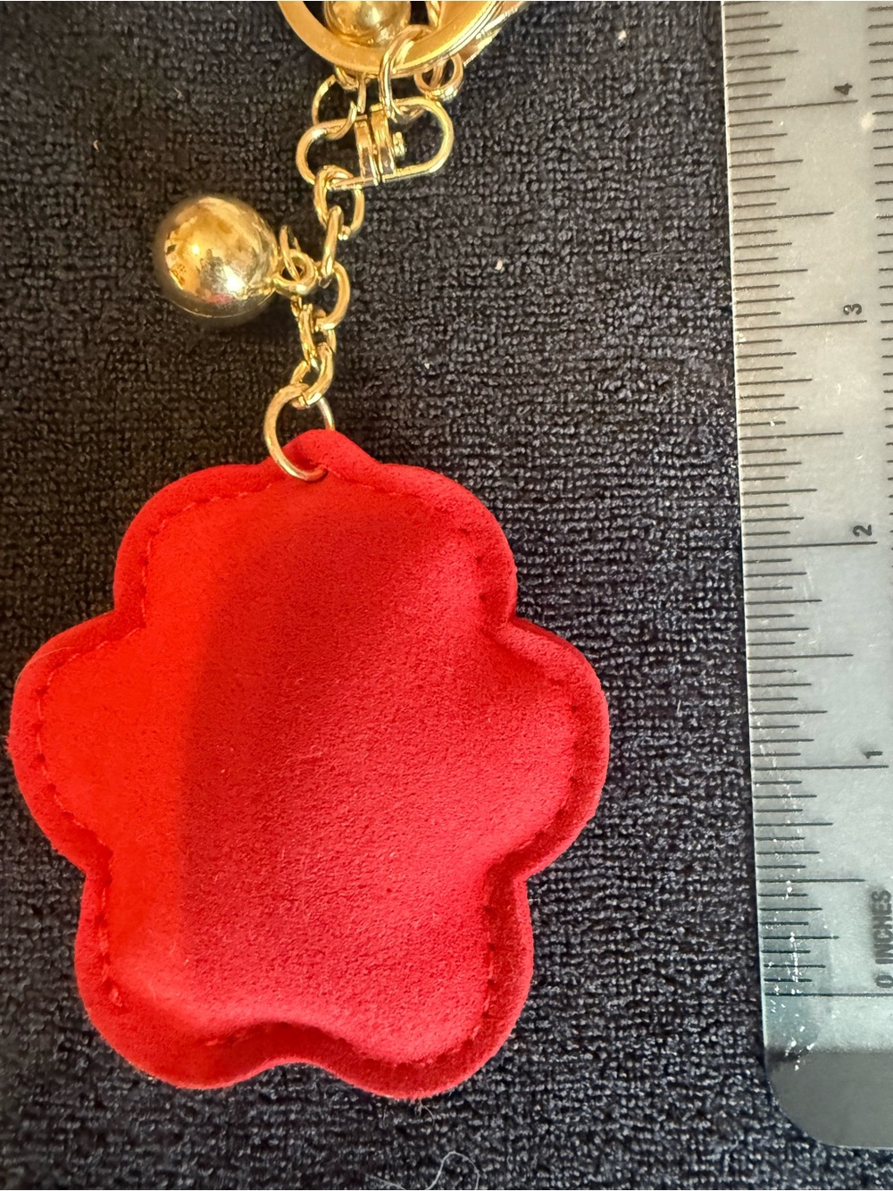 Red Rhinestone Paw Keychain Charm - Picture 5 of 6